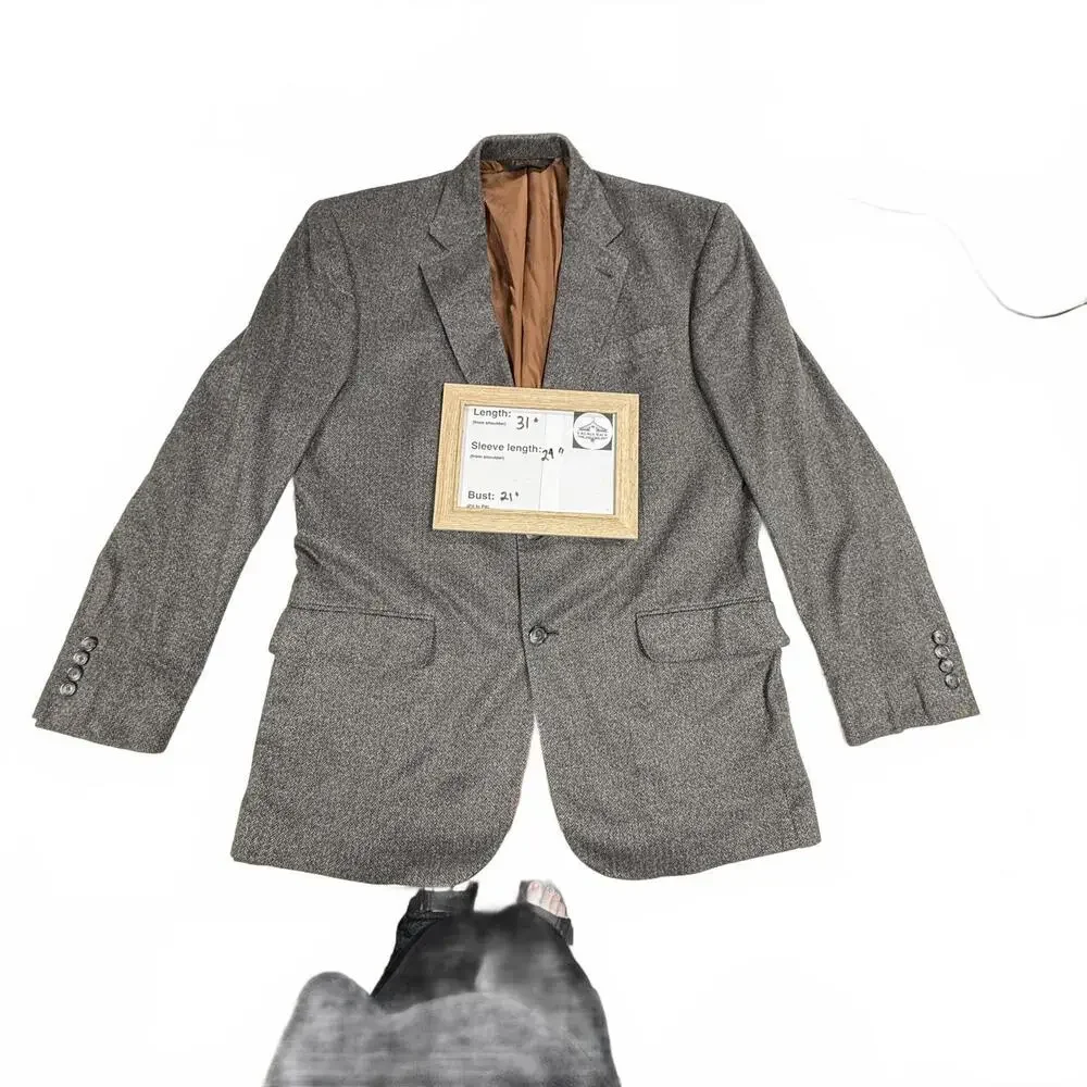 Men's Jos A‎ Bank Brown/Grey Wool Blend Herringbone micro velour Blazer Jacket